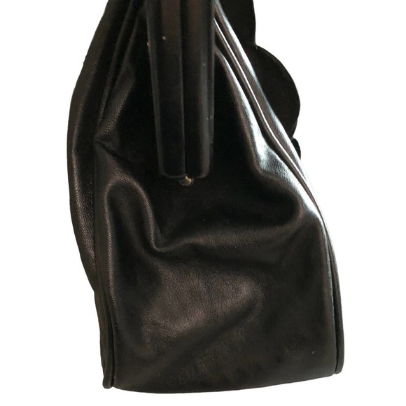 Scarleton Los Angeles Rose Wood Handle Handbag Black Purse Fashion Vegan - Picture 8 of 9